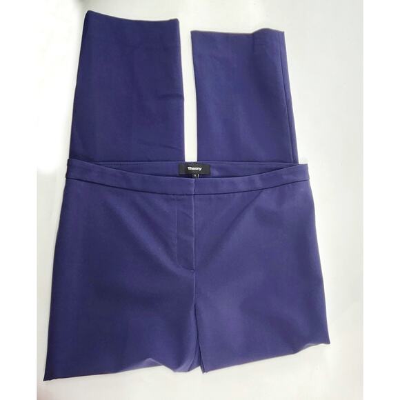 Theory Classic Skinny Ankle Pants Womens 2 Navy Blue Mid Rise Nylon Stretch Luxe - Picture 2 of 11